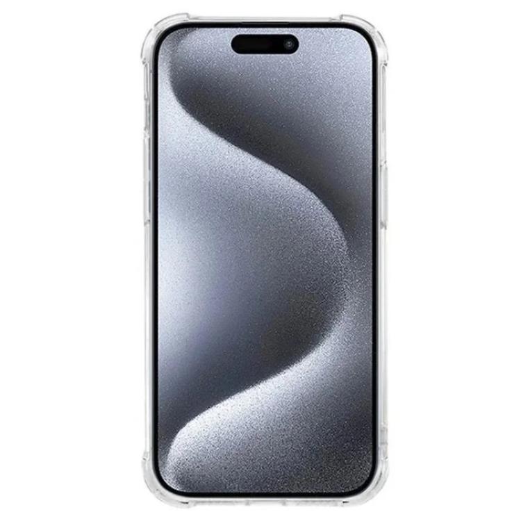 For iPhone 15 Pro Airbag Corners Transparent TPU Phone Case with Screen Film - Transparent