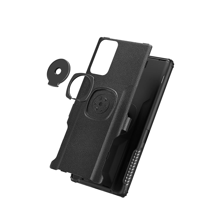 For Samsung Galaxy Note20 Litchi Texture Knight Armor Shockproof PC + Silicone Case with 360 Degree Rotation Magnetic Ring Holder
