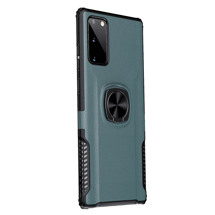 For Samsung Galaxy Note20 Ultra Litchi Texture Knight Armor Shockproof PC + Silicone Case with 360 Degree Rotation Magnetic Ring Holder