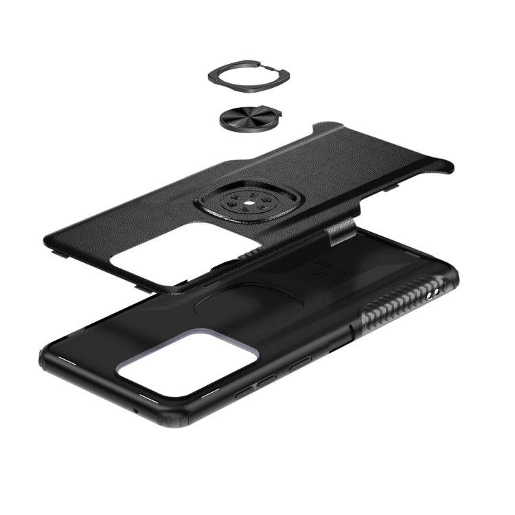 For Samsung Galaxy S20 Ultra Litchi Texture Knight Armor Shockproof PC + Silicone Case with 360 Degree Rotation Magnetic Ring Holder