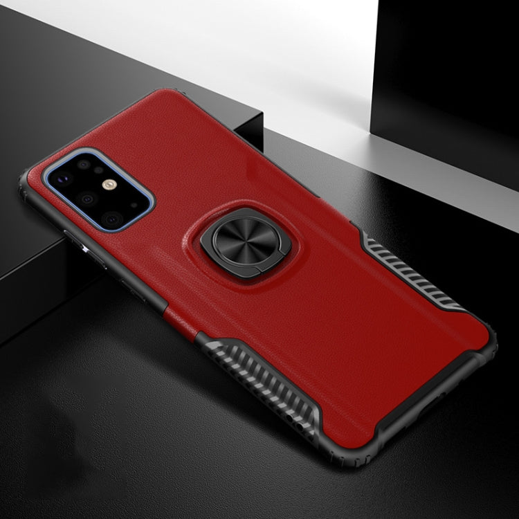 For Samsung Galaxy S20+ Litchi Texture Knight Armor Shockproof PC + Silicone Case with 360 Degree Rotation Magnetic Ring Holder