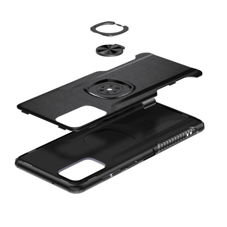 For Samsung Galaxy S20+ Litchi Texture Knight Armor Shockproof PC + Silicone Case with 360 Degree Rotation Magnetic Ring Holder