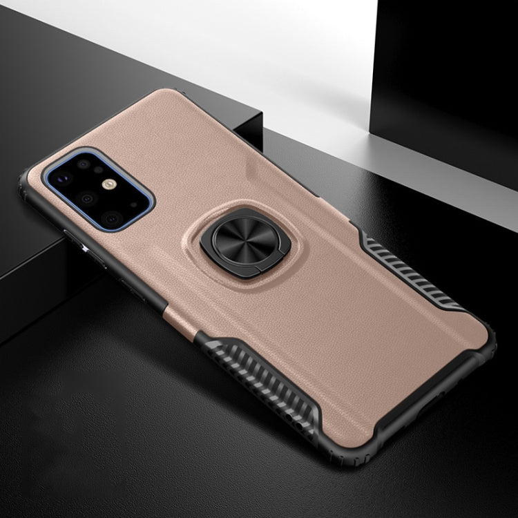 For Samsung Galaxy S20+ Litchi Texture Knight Armor Shockproof PC + Silicone Case with 360 Degree Rotation Magnetic Ring Holder