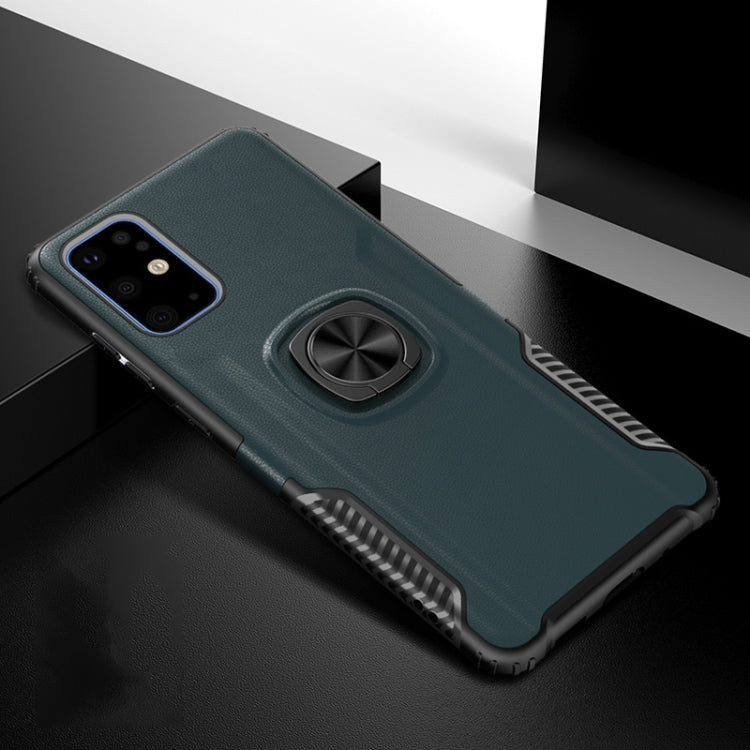 For Samsung Galaxy S20+ Litchi Texture Knight Armor Shockproof PC + Silicone Case with 360 Degree Rotation Magnetic Ring Holder