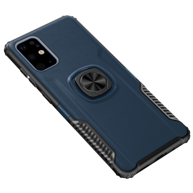 For Samsung Galaxy S20+ Litchi Texture Knight Armor Shockproof PC + Silicone Case with 360 Degree Rotation Magnetic Ring Holder