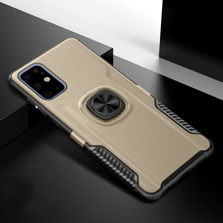 For Samsung Galaxy S20+ Litchi Texture Knight Armor Shockproof PC + Silicone Case with 360 Degree Rotation Magnetic Ring Holder