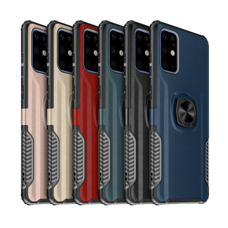 For Samsung Galaxy S20+ Litchi Texture Knight Armor Shockproof PC + Silicone Case with 360 Degree Rotation Magnetic Ring Holder