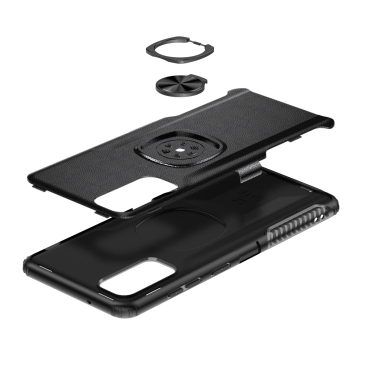 For Samsung Galaxy S20 Litchi Texture Knight Armor Shockproof PC + Silicone Case with 360 Degree Rotation Magnetic Ring Holder