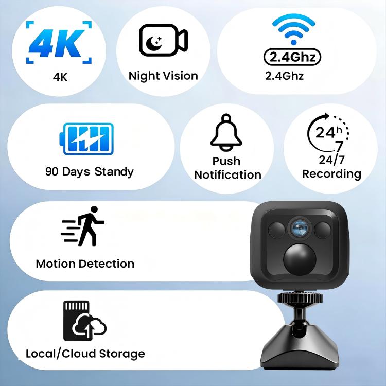B01 Home HD Smart WiFi Camera, Supports Night Vision and Motion Detection - Black