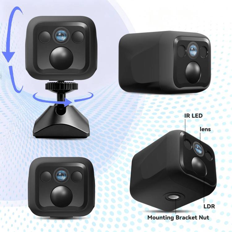 B01 Home HD Smart WiFi Camera, Supports Night Vision and Motion Detection - Black