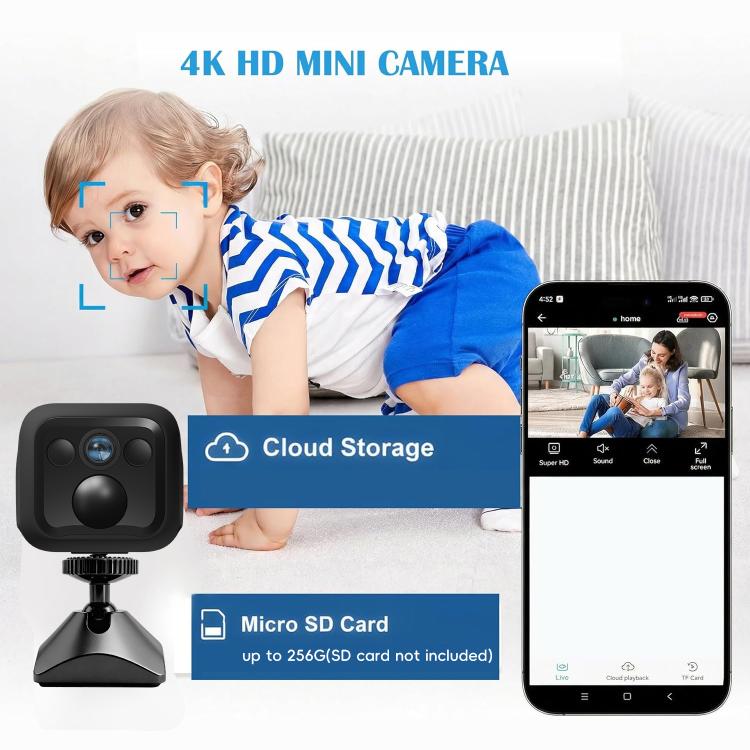 B01 Home HD Smart WiFi Camera, Supports Night Vision and Motion Detection - Black