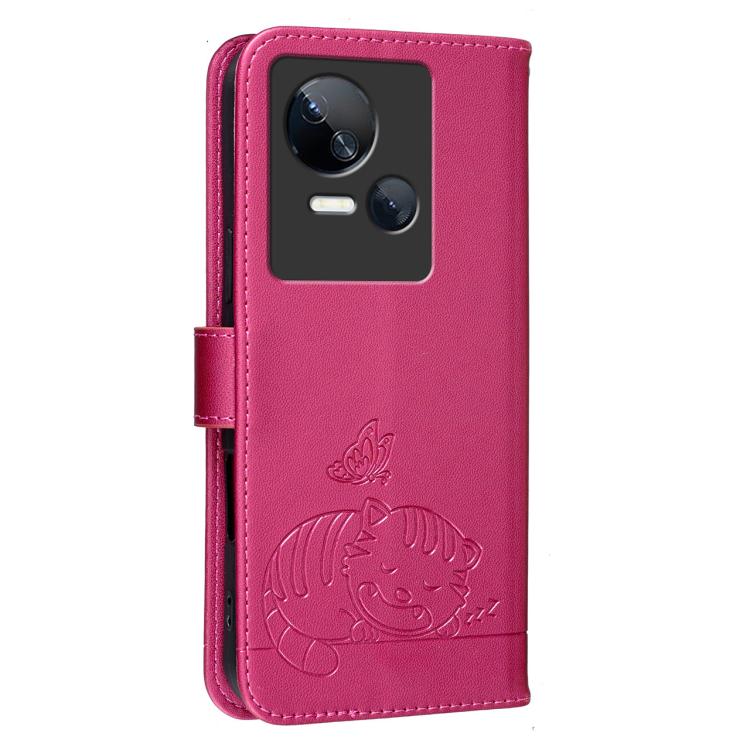 For Tecno Spark 10 5G Cat Butterfly Embossed RFID Vegan Leather Phone Case with Strap