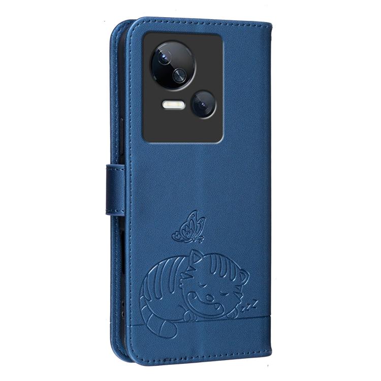 For Tecno Spark 10 5G Cat Butterfly Embossed RFID Vegan Leather Phone Case with Strap
