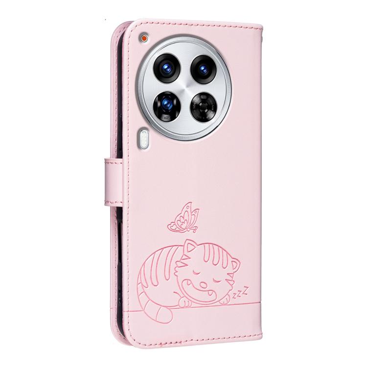 For Tecno Camon 30 Premier 5G Cat Butterfly Embossed RFID Vegan Leather Phone Case with Strap