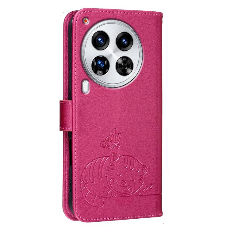 For Tecno Camon 30 Premier 5G Cat Butterfly Embossed RFID Vegan Leather Phone Case with Strap