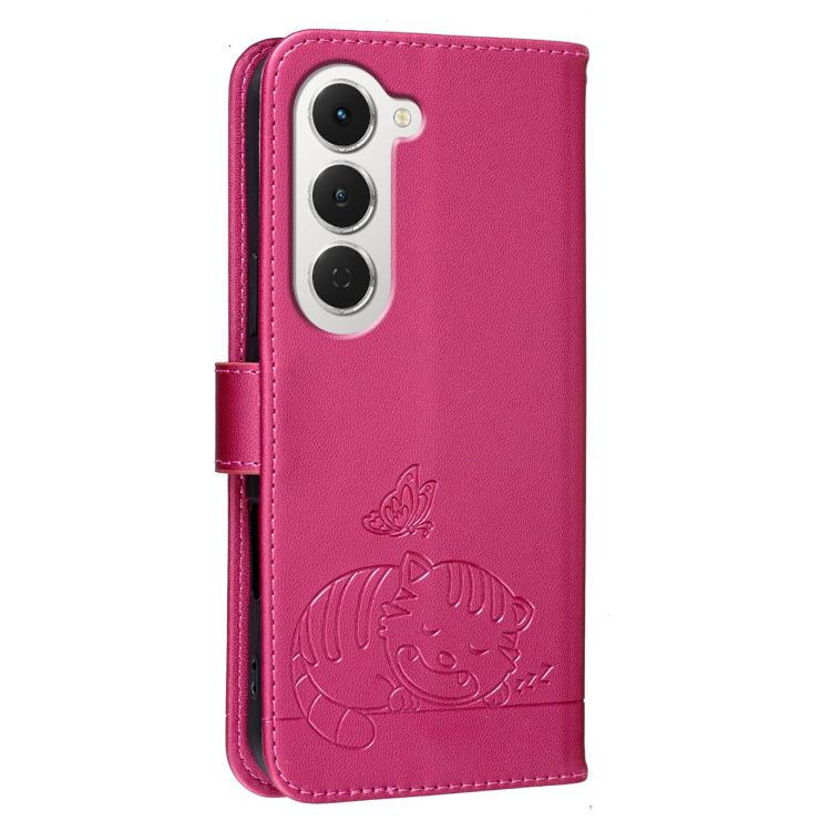 For Tecno Spark 40 Pro+ 4G Cat Butterfly Embossed RFID Vegan Leather Phone Case with Strap