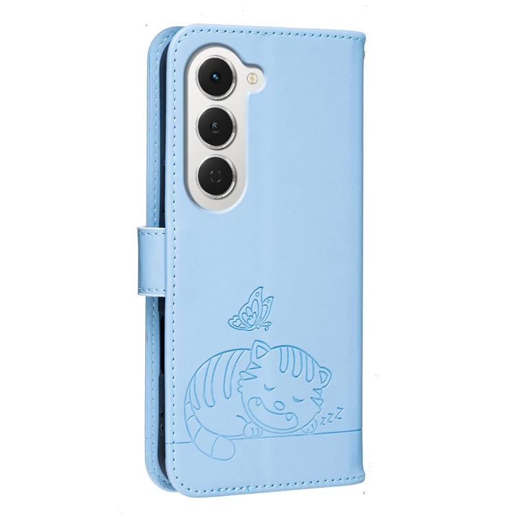 For Tecno Spark 40 Pro+ 4G Cat Butterfly Embossed RFID Vegan Leather Phone Case with Strap