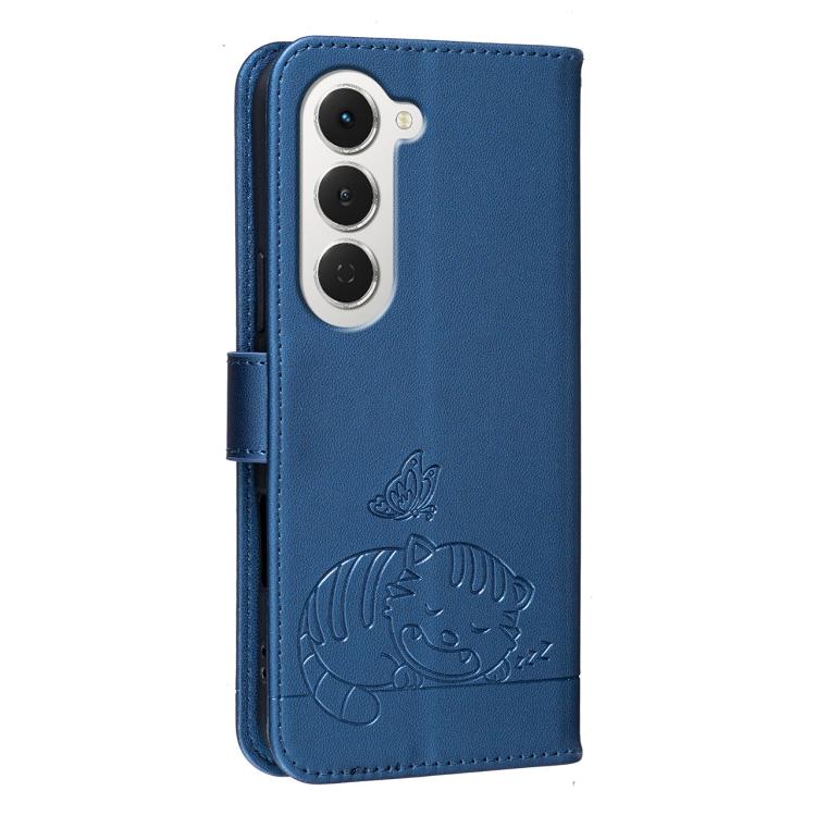 For Tecno Spark 40 Pro+ 4G Cat Butterfly Embossed RFID Vegan Leather Phone Case with Strap