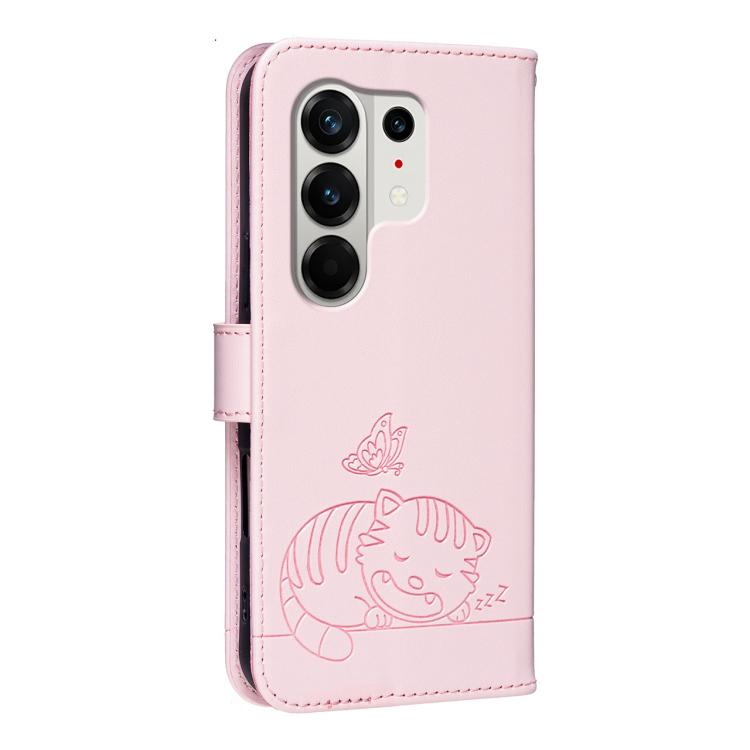 For Tecno Camon 50 Pro 4G Cat Butterfly Embossed RFID Vegan Leather Phone Case with Strap