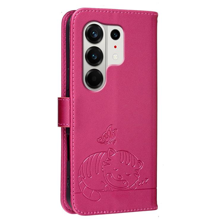 For Tecno Camon 50 Pro 4G Cat Butterfly Embossed RFID Vegan Leather Phone Case with Strap