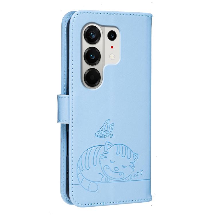 For Tecno Camon 50 Pro 4G Cat Butterfly Embossed RFID Vegan Leather Phone Case with Strap