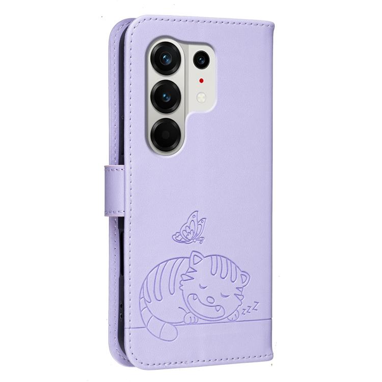 For Tecno Camon 50 Pro 4G Cat Butterfly Embossed RFID Vegan Leather Phone Case with Strap