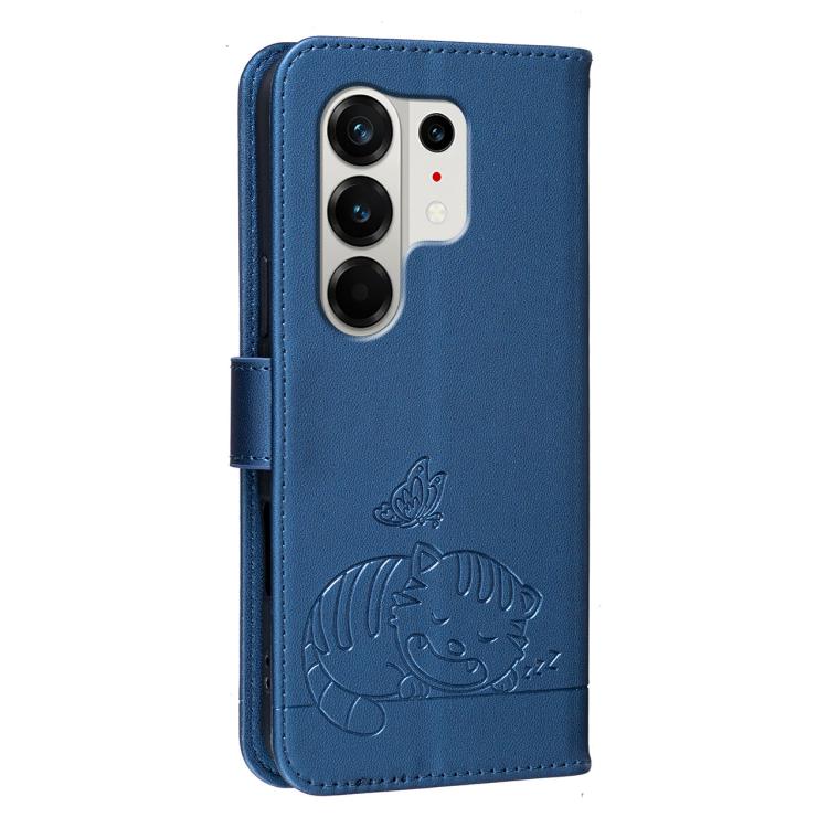 For Tecno Camon 50 Pro 4G Cat Butterfly Embossed RFID Vegan Leather Phone Case with Strap