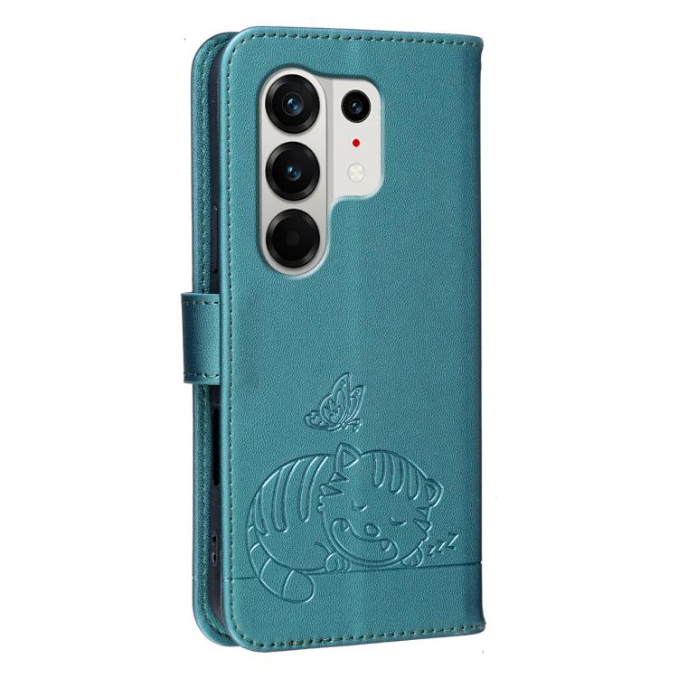 For Tecno Camon 50 Pro 4G Cat Butterfly Embossed RFID Vegan Leather Phone Case with Strap