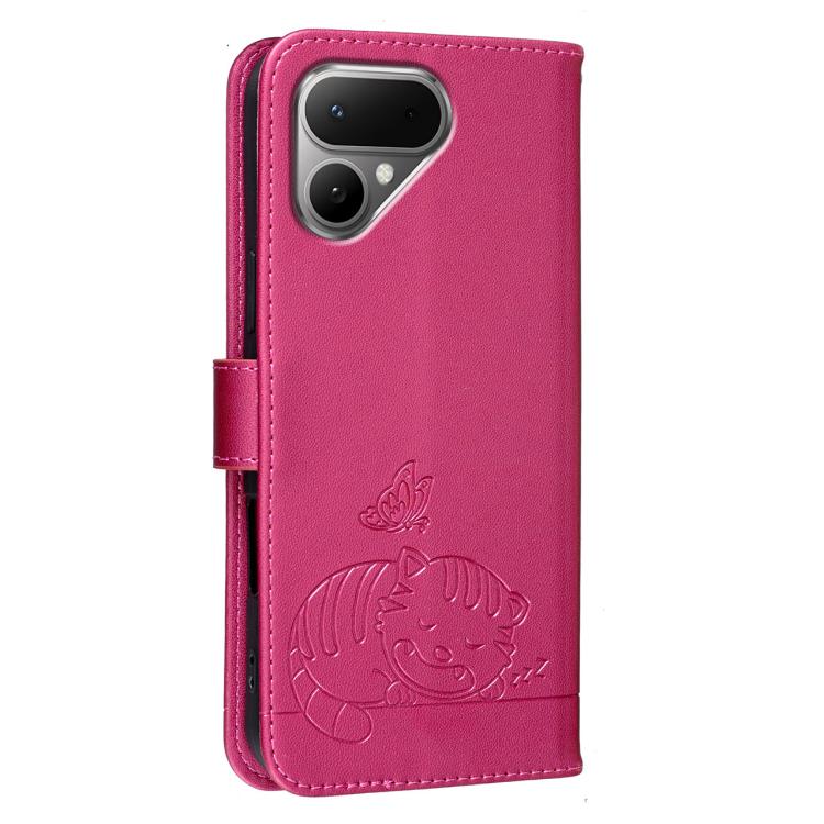 For Tecno Pova Curve 2 5G Cat Butterfly Embossed RFID Vegan Leather Phone Case with Strap