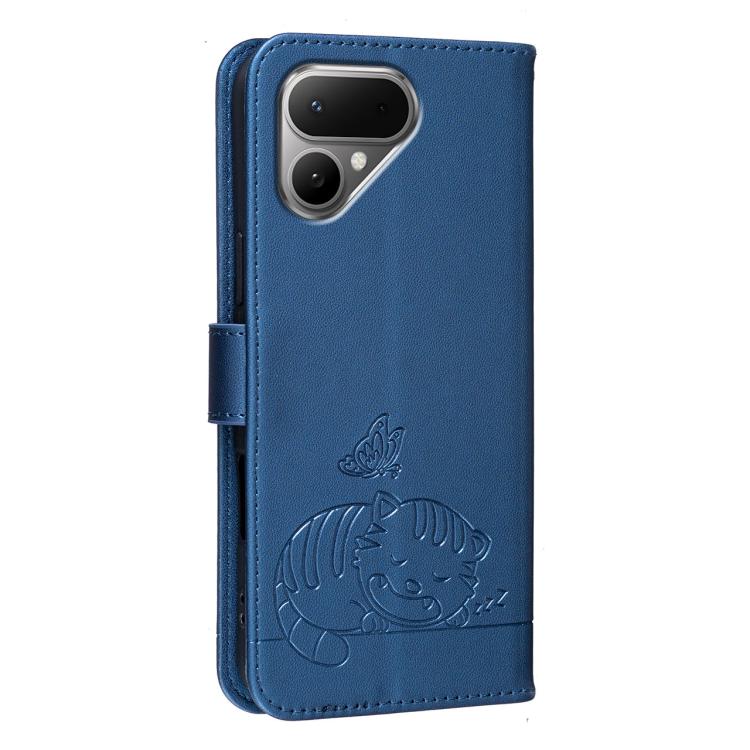 For Tecno Pova Curve 2 5G Cat Butterfly Embossed RFID Vegan Leather Phone Case with Strap