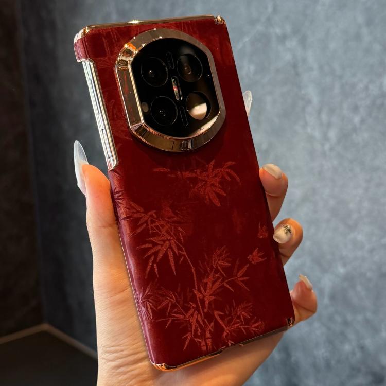 For Huawei Mate X6 Dual Middle Axis National Style Velvet Bamboo Forest Pattern Phone Case