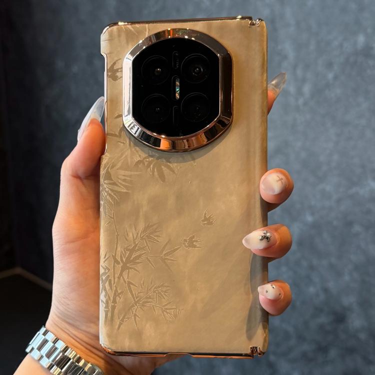 For Huawei Mate X6 Dual Middle Axis National Style Velvet Bamboo Forest Pattern Phone Case