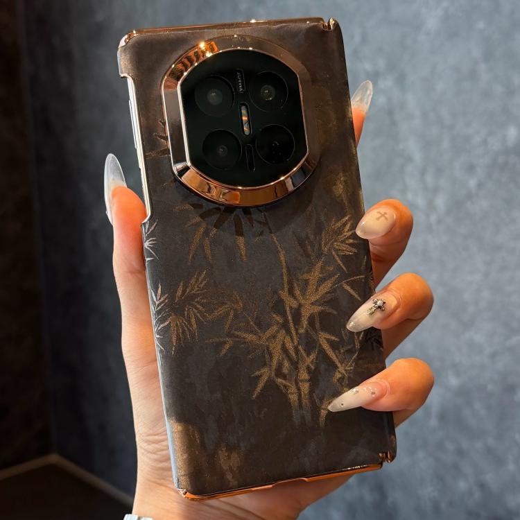 For Huawei Mate X7 Dual Middle Axis National Style Velvet Bamboo Forest Pattern Phone Case
