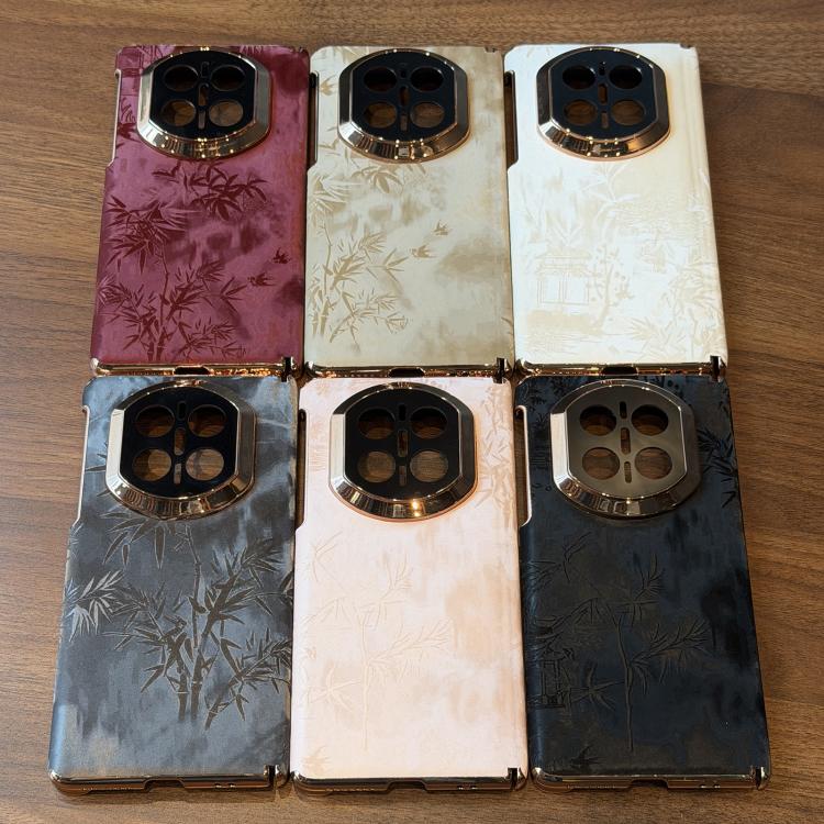 For Huawei Mate X7 Dual Middle Axis National Style Velvet Bamboo Forest Pattern Phone Case