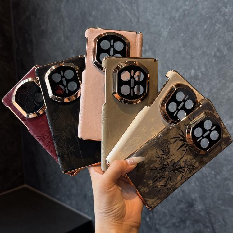 For Huawei Mate X7 Dual Middle Axis National Style Velvet Bamboo Forest Pattern Phone Case