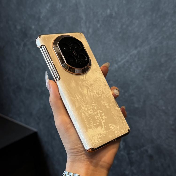 For Huawei Mate X7 Dual Middle Axis National Style Velvet Bamboo Forest Pattern Phone Case