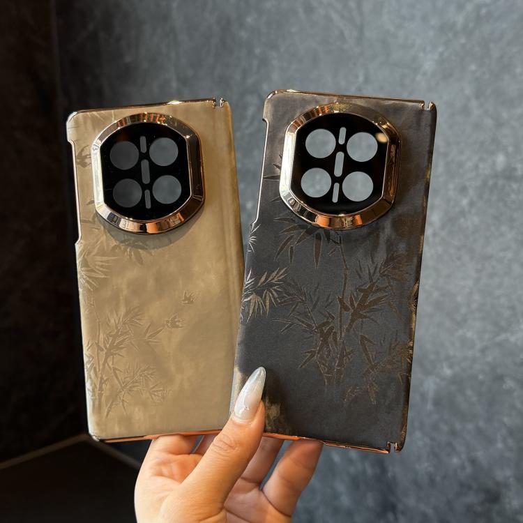 For Huawei Mate X7 Dual Middle Axis National Style Velvet Bamboo Forest Pattern Phone Case