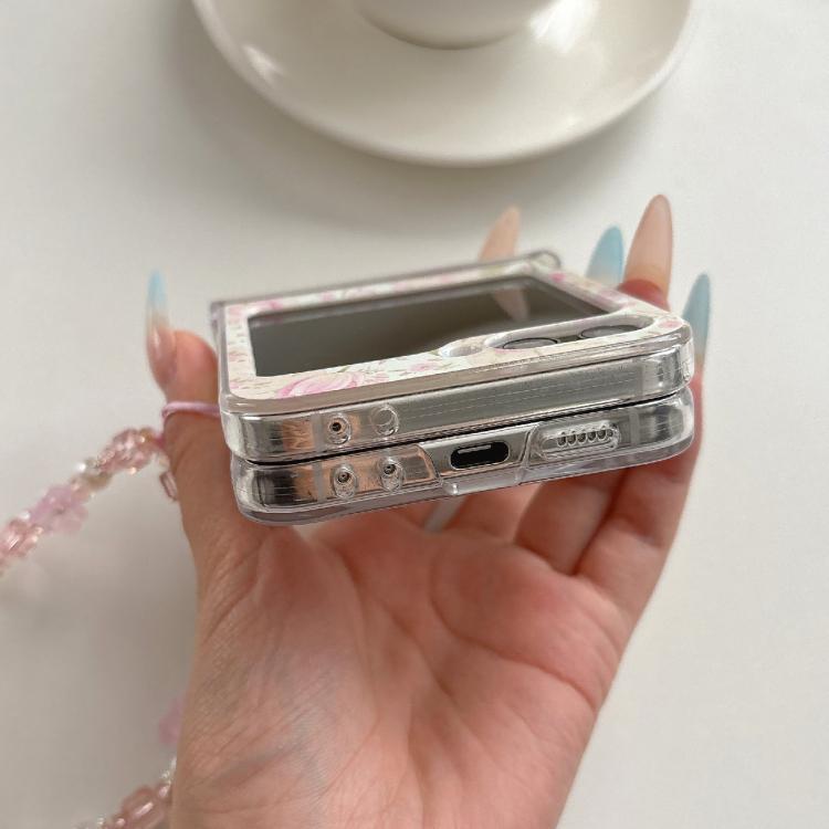 For Galaxy Z Flip7 5G Pink Tulip Pattern Shockproof Magnetic Phone Case