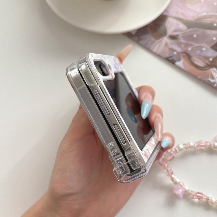 For Galaxy Z Flip7 5G Flower Butterfly Pattern Shockproof Magnetic Phone Case with Bracelet