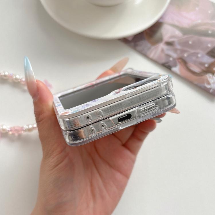 For Galaxy Z Flip7 5G Flower Butterfly Pattern Shockproof Magnetic Phone Case with Bracelet