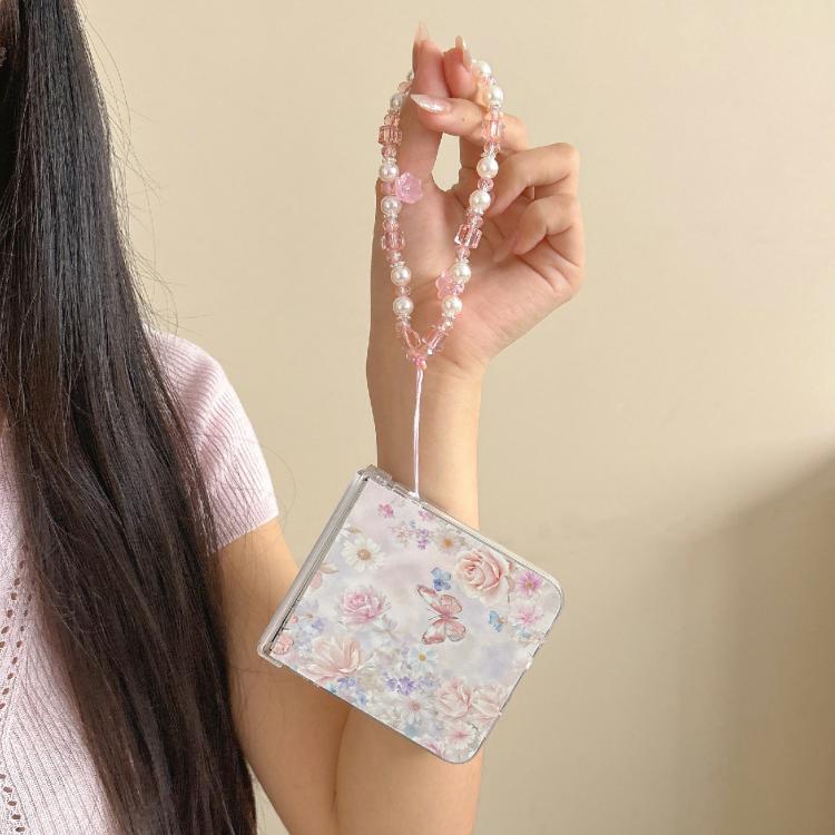 For Galaxy Z Flip7 5G Flower Butterfly Pattern Shockproof Magnetic Phone Case with Bracelet