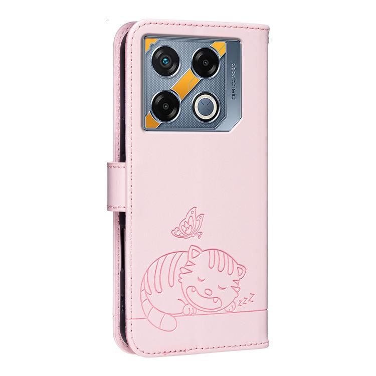For Infinix GT 20 Pro Cat Butterfly Embossed RFID Vegan Leather Phone Case with Strap