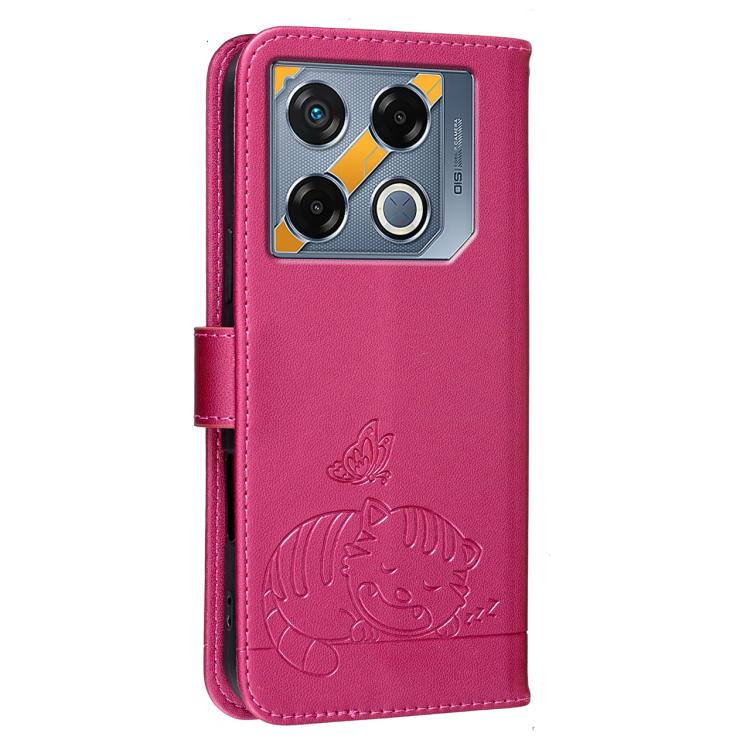 For Infinix GT 20 Pro Cat Butterfly Embossed RFID Vegan Leather Phone Case with Strap