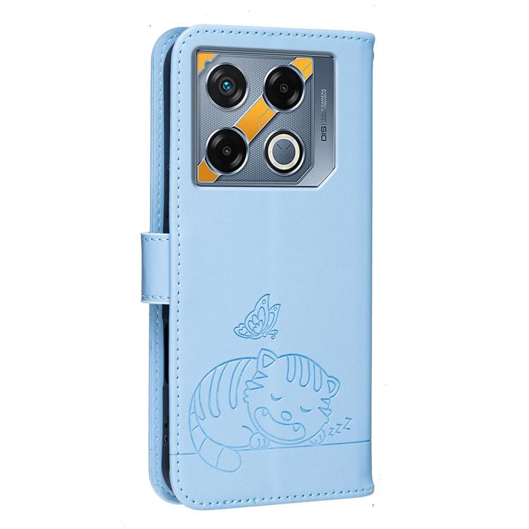 For Infinix GT 20 Pro Cat Butterfly Embossed RFID Vegan Leather Phone Case with Strap