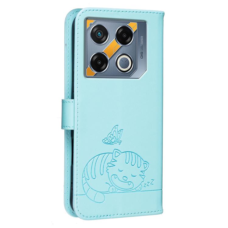 For Infinix GT 20 Pro Cat Butterfly Embossed RFID Vegan Leather Phone Case with Strap