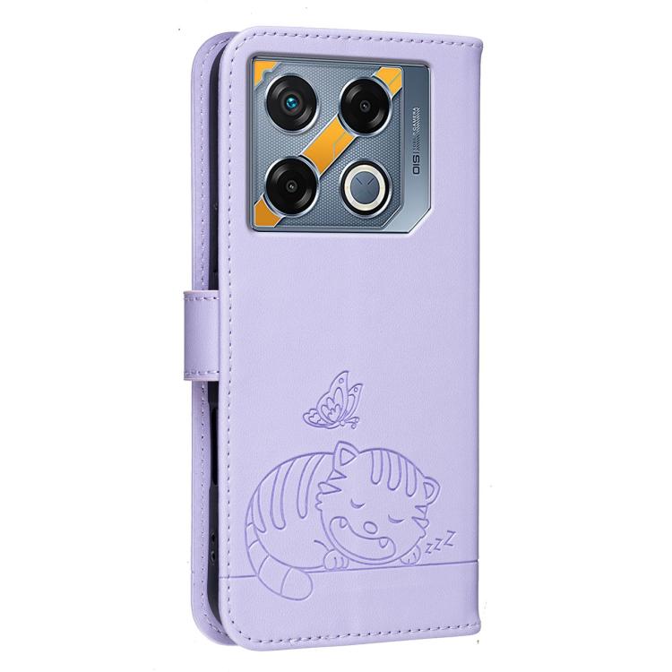 For Infinix GT 20 Pro Cat Butterfly Embossed RFID Vegan Leather Phone Case with Strap
