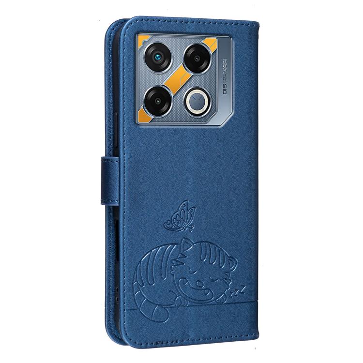For Infinix GT 20 Pro Cat Butterfly Embossed RFID Vegan Leather Phone Case with Strap