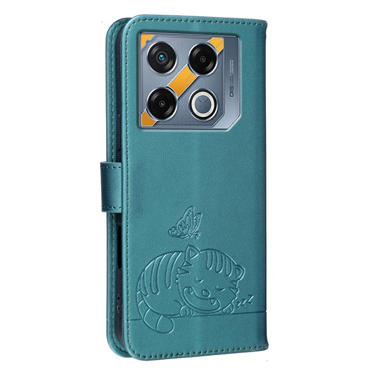 For Infinix GT 20 Pro Cat Butterfly Embossed RFID Vegan Leather Phone Case with Strap