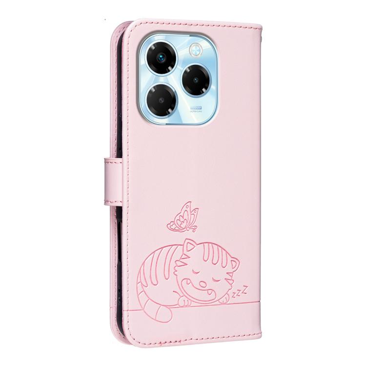 For Infinix Note 40X 5G Cat Butterfly Embossed RFID Vegan Leather Phone Case with Strap