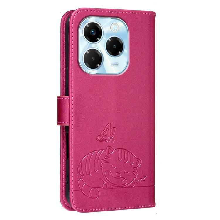 For Infinix Note 40X 5G Cat Butterfly Embossed RFID Vegan Leather Phone Case with Strap
